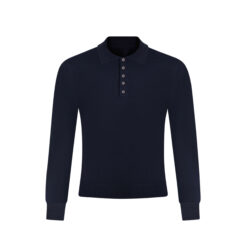 SLIM FIT LONG SLEEVE KNIT POLO (NAVY)